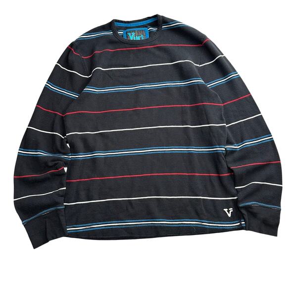 Y2K Vurt Striped Long Sleeve Thermal Size Large Baggy Skater Retro jnco - Picture 1 of 5